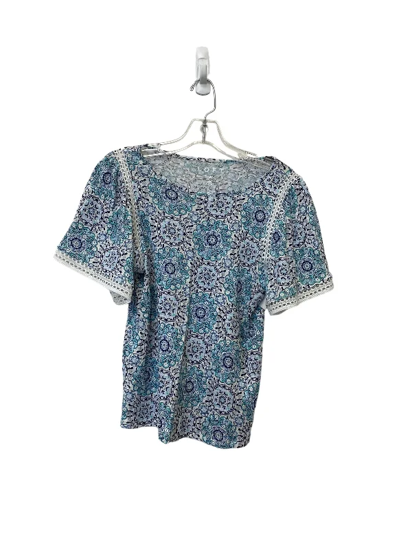 women's tops with cold-shoulder cutsBlue Top Short Sleeve Loft, Size Petite   Xs