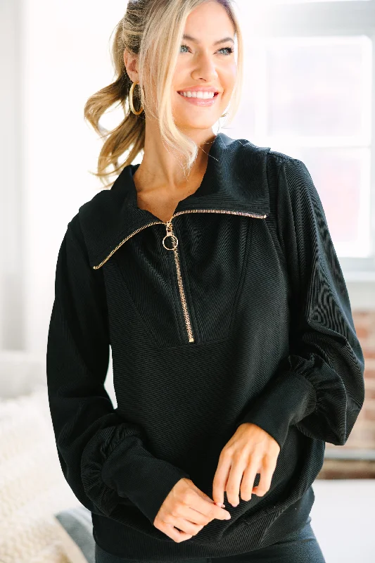 women's tops for those who want to make a bold fashion statement with their choice of topsToday's The Day Black Quarter Zip Pullover