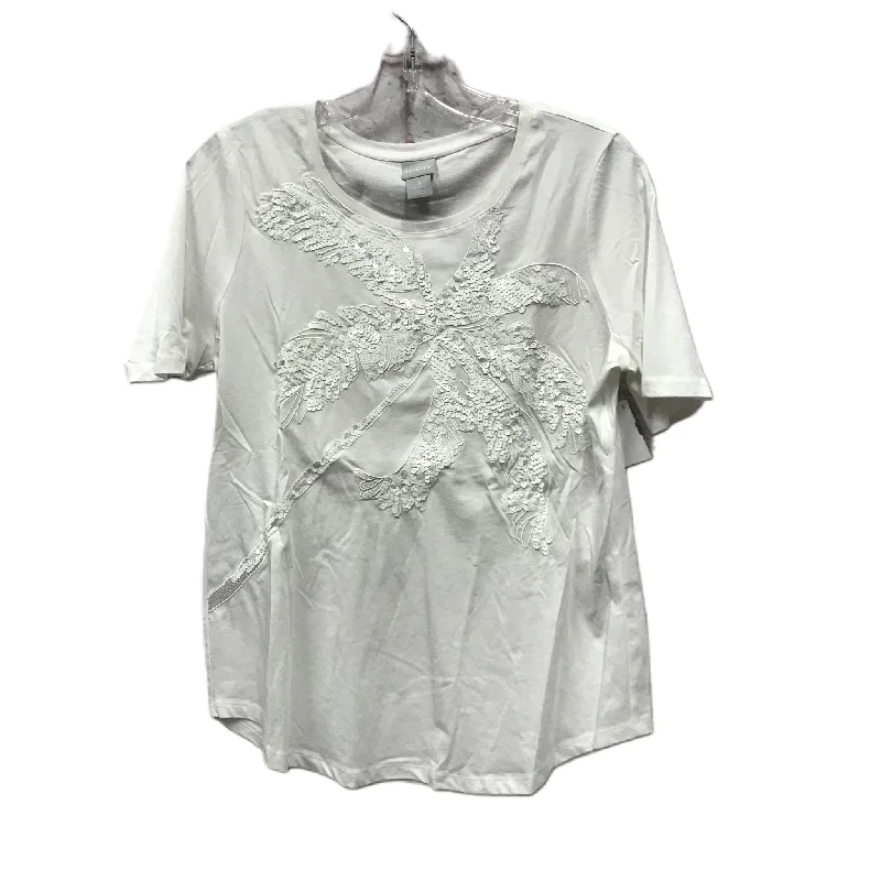 women's tops with ruffled hemsWhite Top Short Sleeve By Chicos, Size: Small