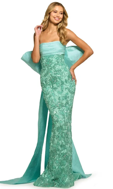 women's everyday dressesSherri Hill 55481 - Detachable Bow Strapless Evening Gown