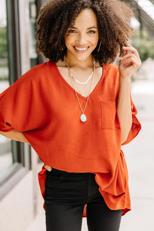 women's tops for boho-chic stylesPlanned For This Rust Orange Top