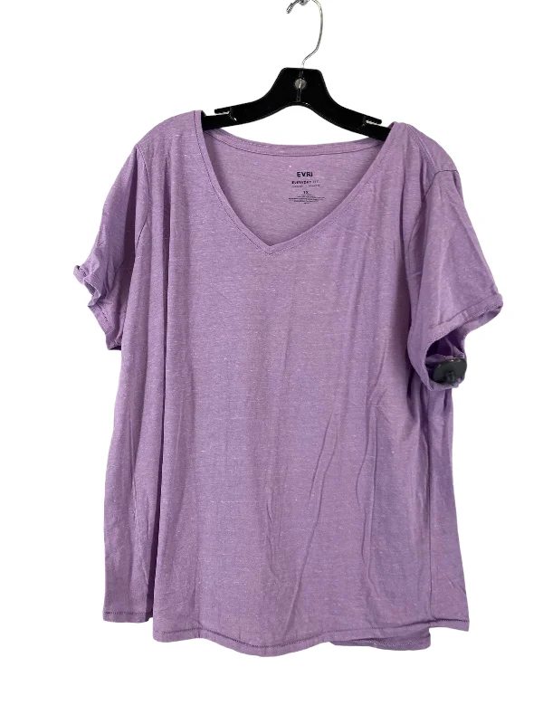 women's tops for mixing and matching with different bottomsPurple Top Short Sleeve Evri, Size 1x