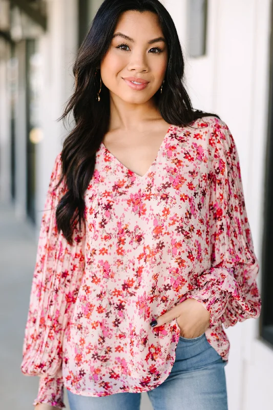 women's tops for those who want to create outfits that are both trendy and timelessIn Bliss Pink Ditsy Floral Blouse