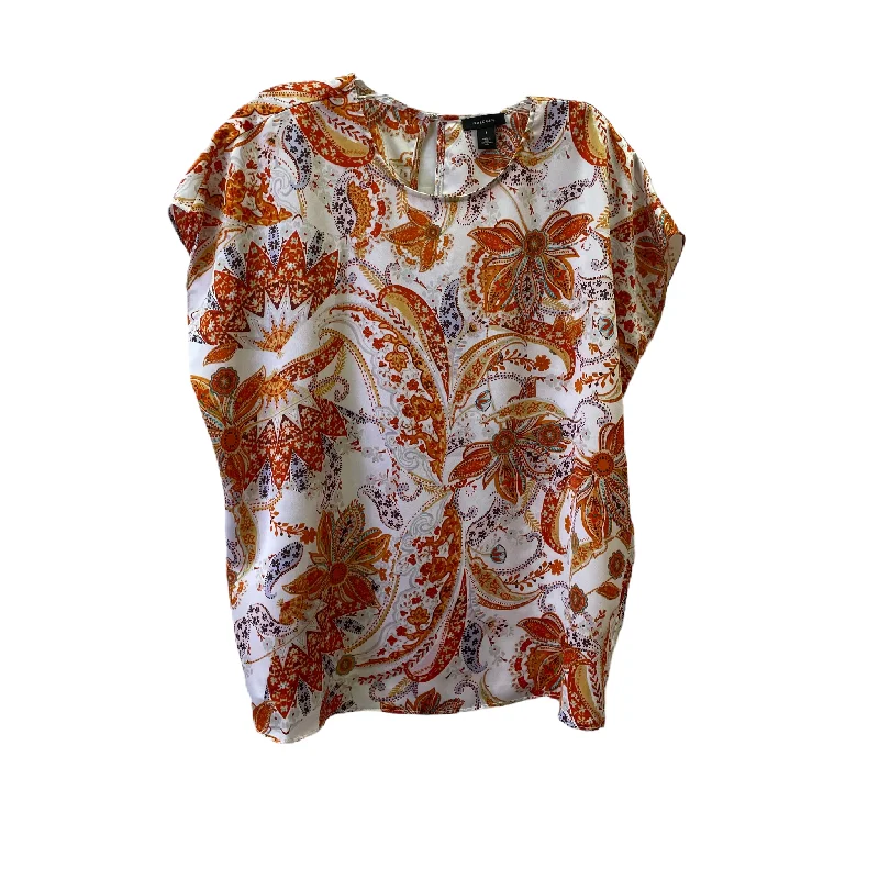 women's tops for cozy nights inOrange Top Short Sleeve By Halogen, Size: M