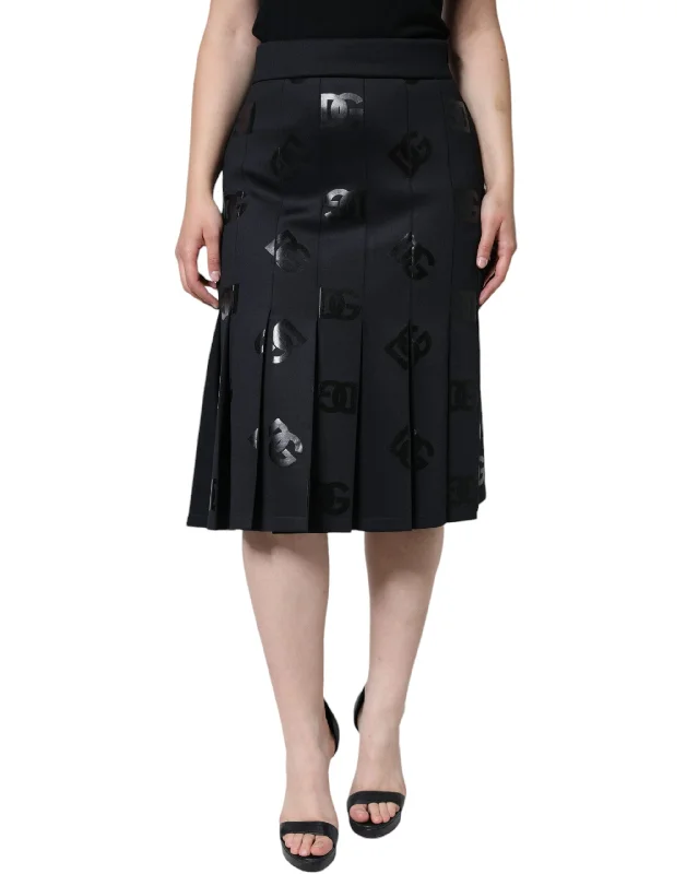 women's flowy midi skirts with pocketsDolce & Gabbana  DG Monogram Pleated Midi Women's Skirt