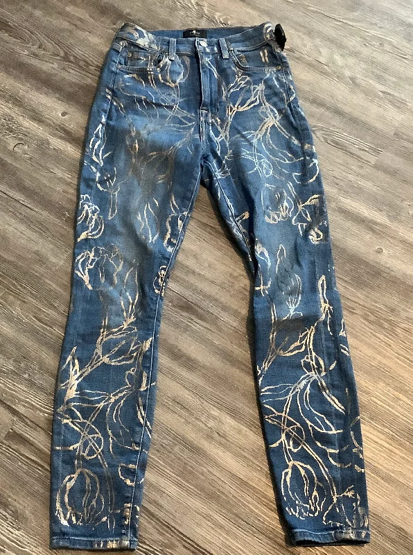 women's denim jeans with leather back pocketsJeans Skinny By 7 For All Mankind  Size: 2