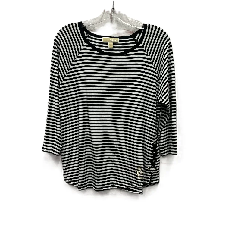 women's tops for vintage fashion enthusiastsTop Long Sleeve By Michael By Michael Kors In Black & White, Size: L