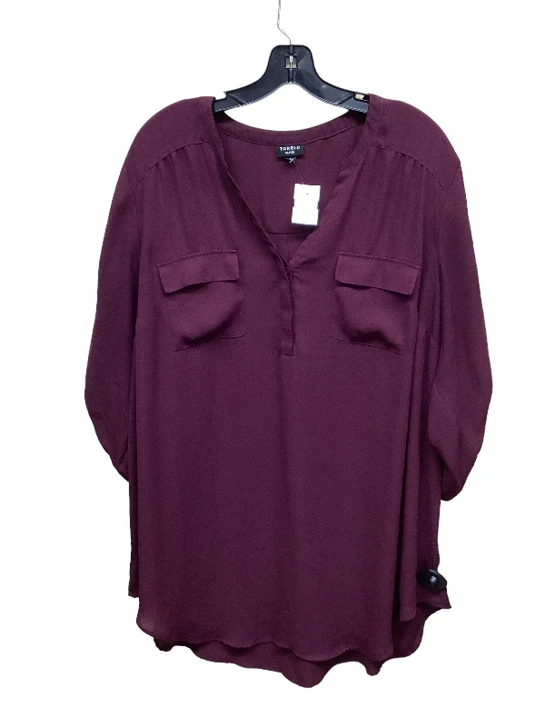 women's tops for relaxed weekendsTop Long Sleeve By Torrid In Purple, Size: 2x