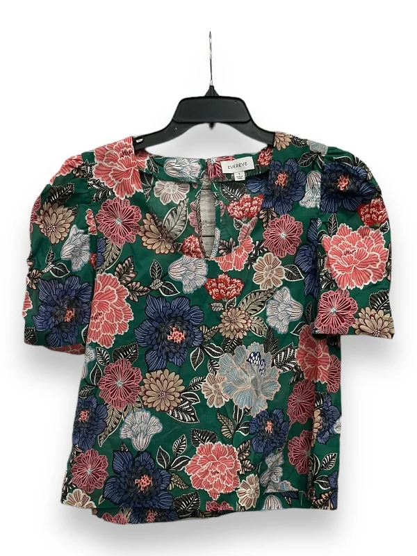 women's tops with spaghetti straps and deep V-necksFloral Print Top Short Sleeve Evereve, Size S