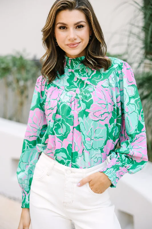 women's tops for those who want to create stylish and put-together outfits without spending a fortuneAll In Green Floral Blouse