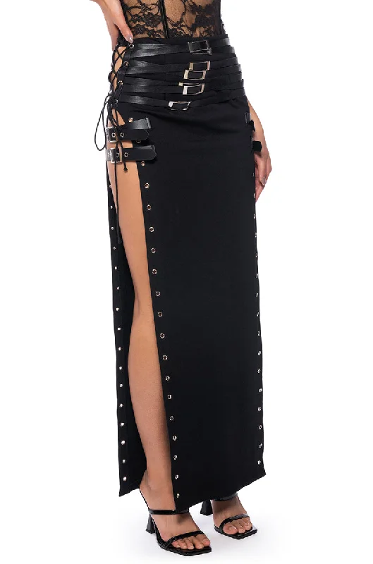 women's elastic waist skirtsGOTHIC QUEEN LACE UP MAXI SKIRT