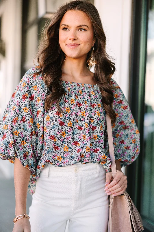 women's tops for those who want to wear pieces that are both comfortable and stylishOn Your Time Taupe Brown Ditsy Floral Blouse