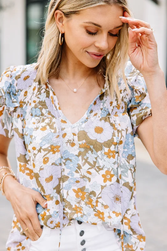 women's tops for those who want to add a pop of color to their outfitsMake It Happen Blue Floral Blouse