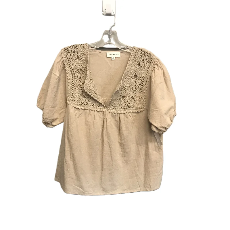 women's tops for cocktail partiesBeige Top Short Sleeve By Lovely Melody, Size: M