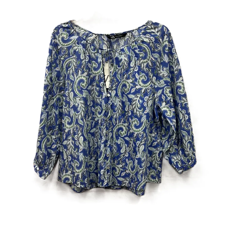 women's tops for cocktail partiesTop Long Sleeve By Zara In Blue, Size: M