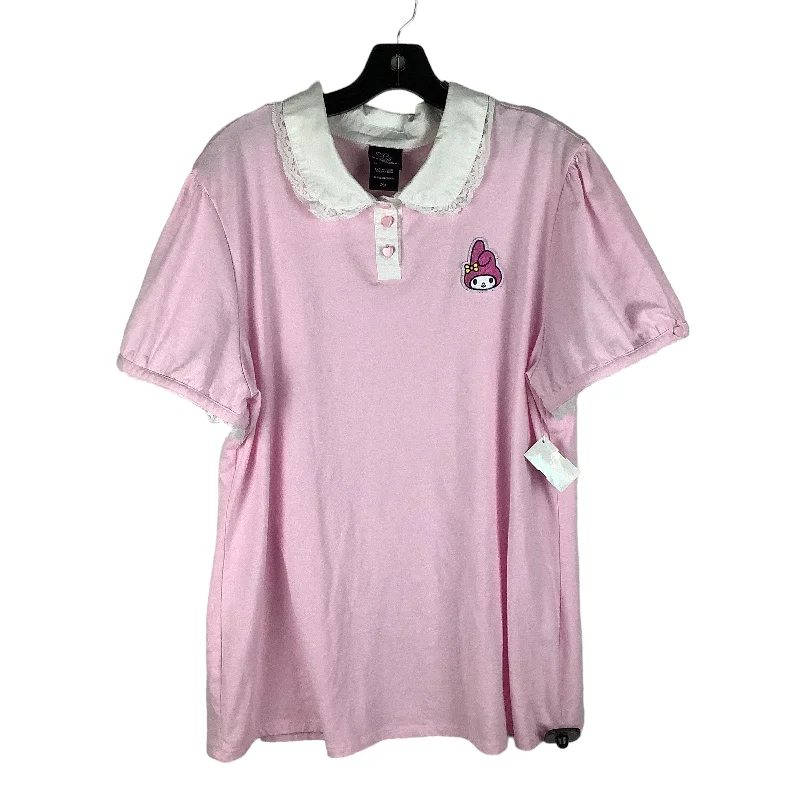 satin women's topsPink Top Short Sleeve Clothes Mentor, Size 2x