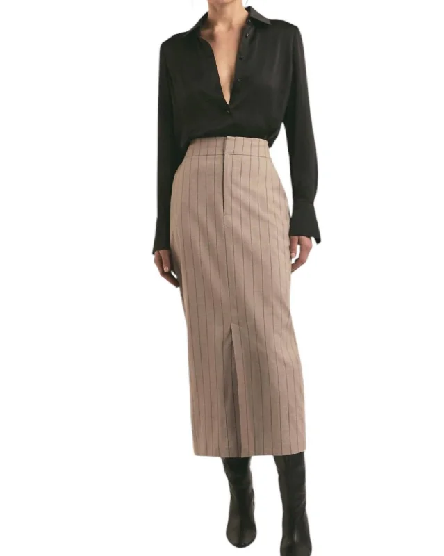 women's moisture-wicking formal skirtsMeyer Skirt In Natural Pinstripe