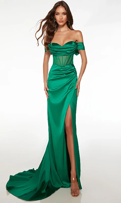 women's solid color dressesAlyce Paris 61572 - Sweetheart Slit Evening Dress