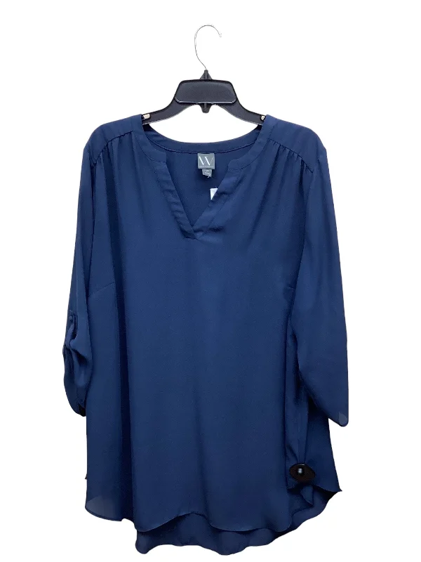 women's tops for vintage fashion enthusiastsTop Long Sleeve By Worthington In Blue, Size: 2x