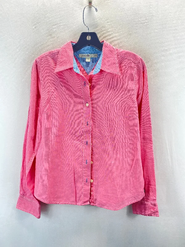 women's tops with built-in brasTop Long Sleeve By Tommy Hilfiger In Pink, Size: 6