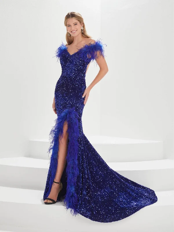 Sweetheart Neckline DressTiffany Designs - 16004 Feather Details Evening Dresses