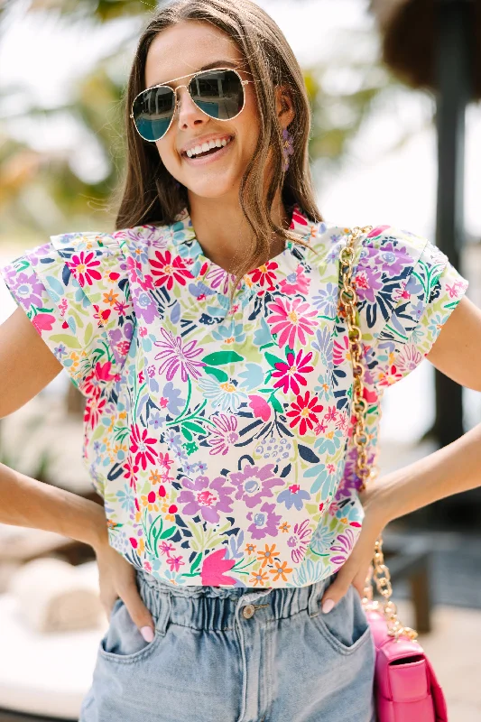 women's tops for those who want to create stylish and put-together outfits without spending a fortuneSee You Again Soon Fuchsia Pink Floral Blouse