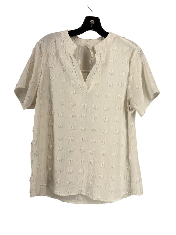 women's tops with sequin embellishmentsWhite Top Short Sleeve Clothes Mentor, Size L