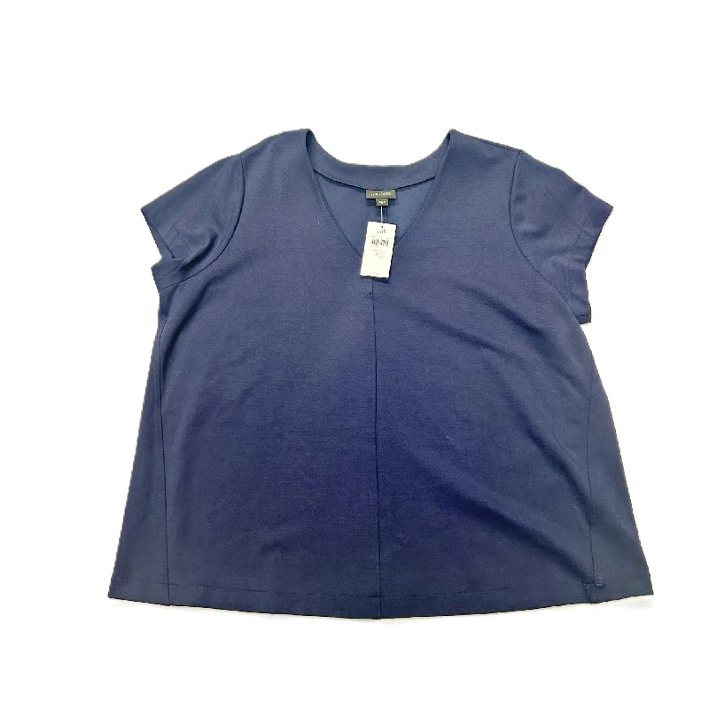 women's tops with asymmetrical designsNavy Top Short Sleeve Basic By J. Jill, Size: Xl