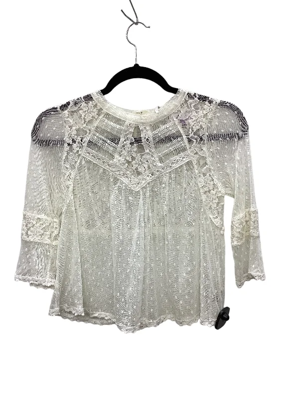 off-the-shoulder women's topsCream Top Short Sleeve Free People, Size Xs