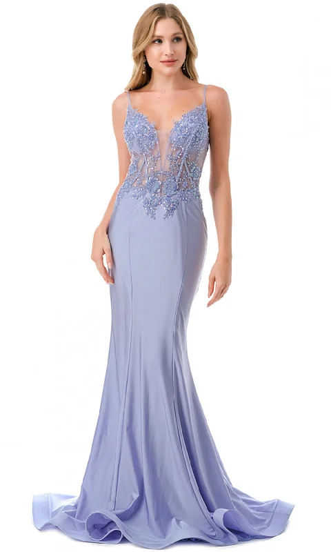 Prom DressAspeed Design L2813 - Beaded Applique Evening Gown