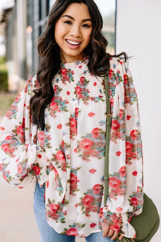 women's tops with sequin embellishmentsYou Name It Coral Orange Floral Blouse