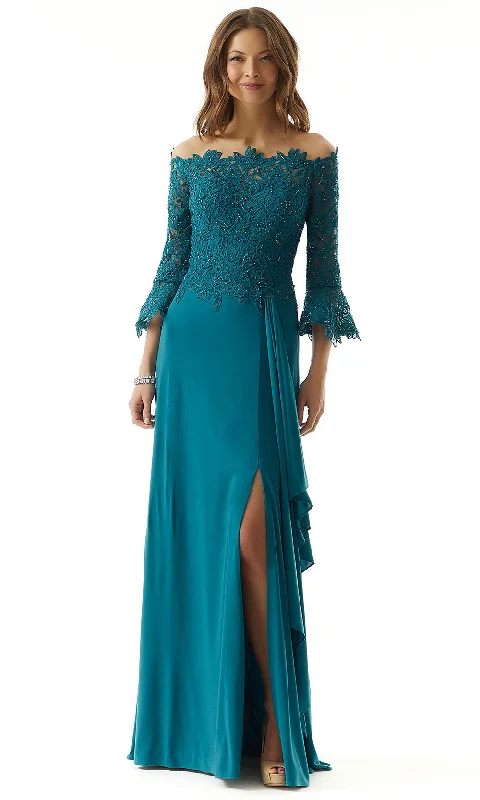 Casual DressMGNY By Mori Lee 73028 - Bell Sleeve A-Line Evening Dress