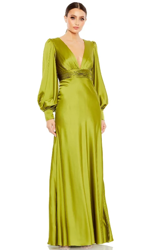 Off-The-Shoulder DressIeena Duggal 55952 - Bishop Sleeve V-Neck Evening Gown