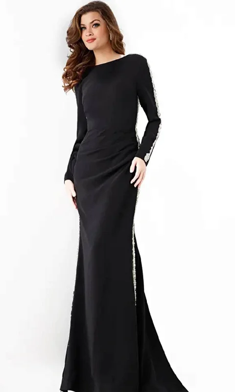 women's curve-hugging dressesJovani 24191 - Long Sleeve Embellished Evening Dress