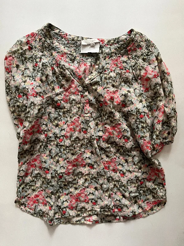 off-the-shoulder women's topsFloral Top Short Sleeve Loft O, Size L