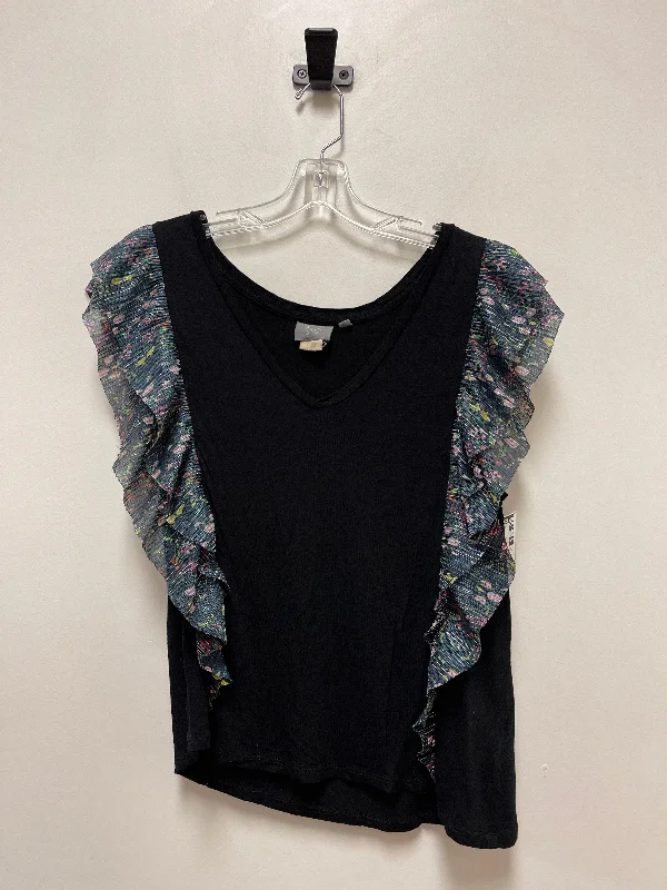 chic women's tops for everyday wearBlack Top Short Sleeve Anthropologie, Size M