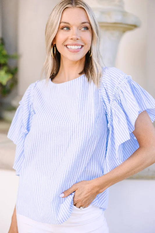 women's tops for those who want to invest in timeless piecesNo Secrets Sky Blue Striped Top