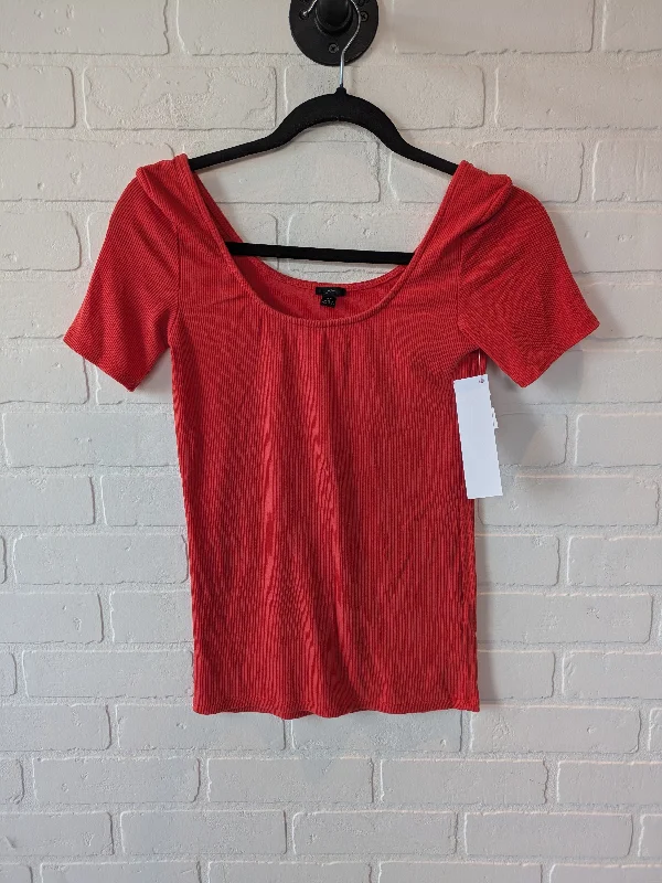 lace women's topsOrange Top Short Sleeve Basic J. Crew, Size Xs