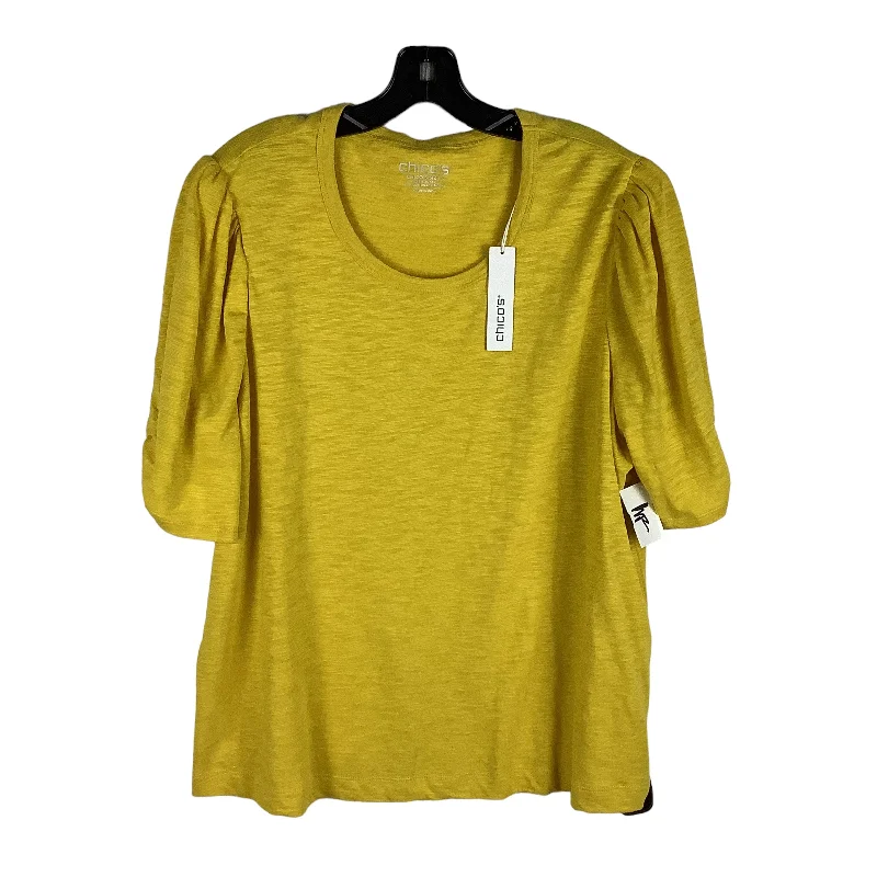 women's tops for those who refuse to compromise on styleYellow Top Short Sleeve Chicos, Size Xxl