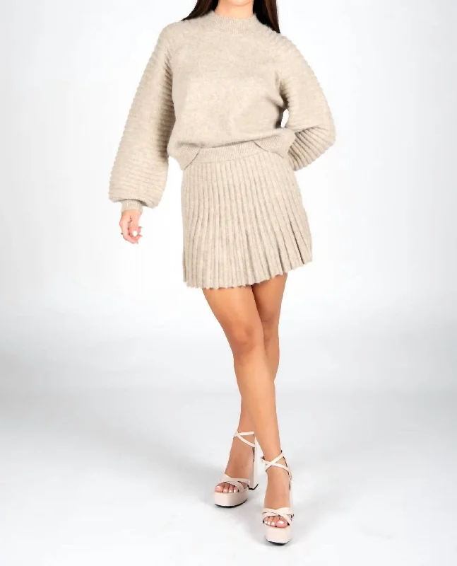 women's fair-trade solid-color skirtsFarrah Sweater Skirt In Heathered Oat