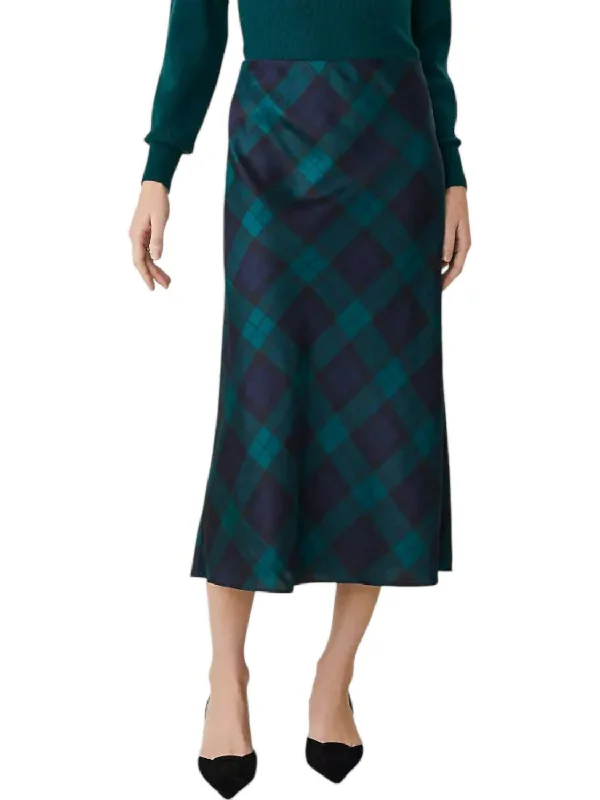 women's maxi skirtsMarina Side Zip Skirt In Blackwatch Tartan