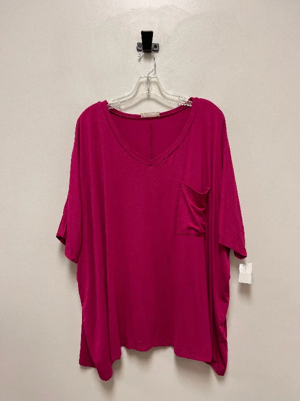 women's tops for those who love to dress up their casual looks with stylish topsPink Top Short Sleeve Zenana Outfitters, Size Xl