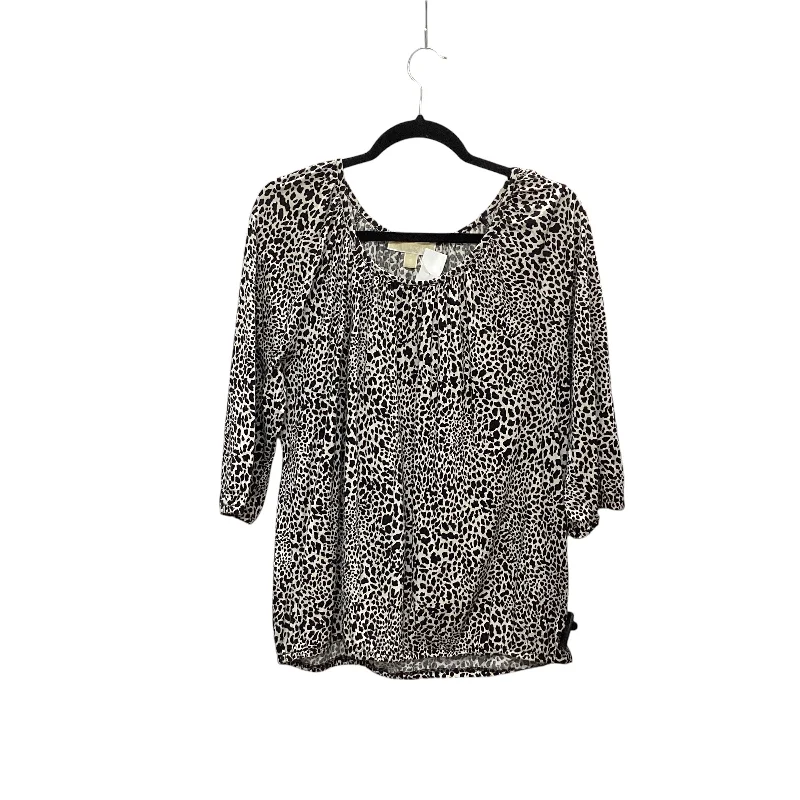 satin women's topsTop Long Sleeve By Michael By Michael Kors In Animal Print, Size: 1x