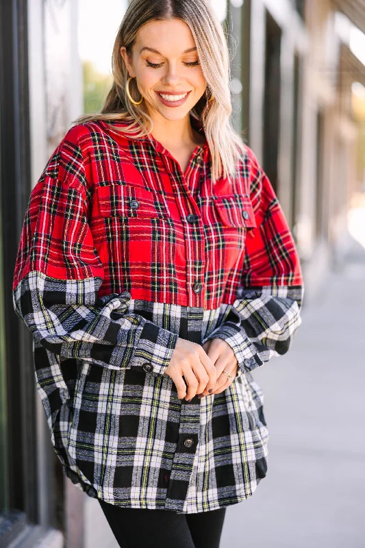 women's tops for those who want to create stylish and put-together outfits without spending a fortuneDo It All Red Black Plaid Button Down Top