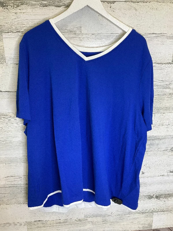 women's tops for those who want to add a bit of flair and personality to their looksBlue Top Short Sleeve Catherines, Size 2x