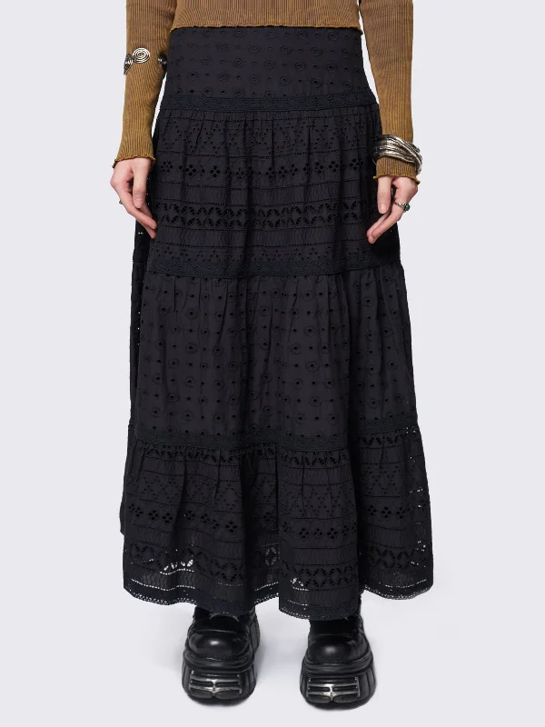 women's wrap skirtsOphelia Black Maxi Skirt