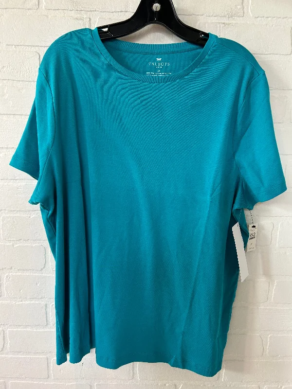 women's tops for those who want to add a pop of color to their outfitsBlue Top Short Sleeve Basic Talbots, Size 2x