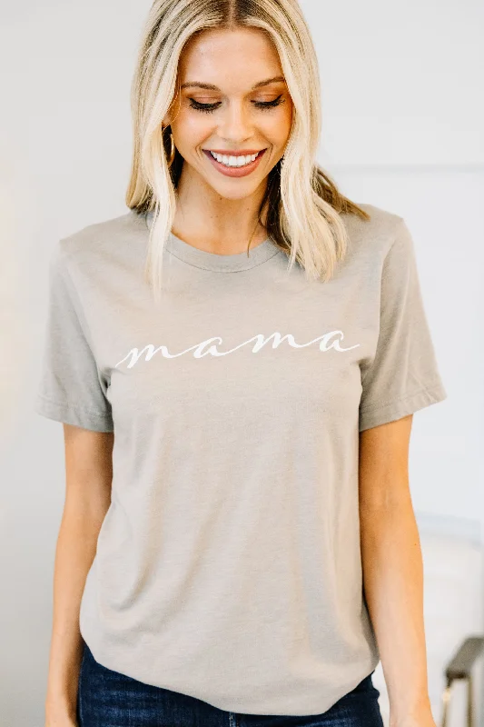 women's tops with flutter sleevesMama Stone Gray Graphic Tee