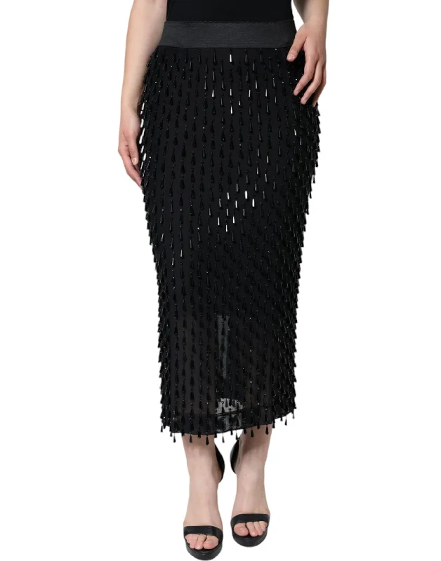 women's pajama-style formal skirtsDolce & Gabbana  Embellished Pencil Cut Midi Women's Skirt