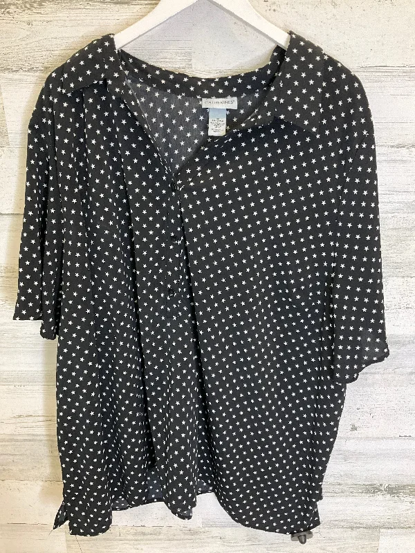 women's tops for those who want to create outfits that are both trendy and timelessBlack & White Top Short Sleeve Catherines, Size 3x